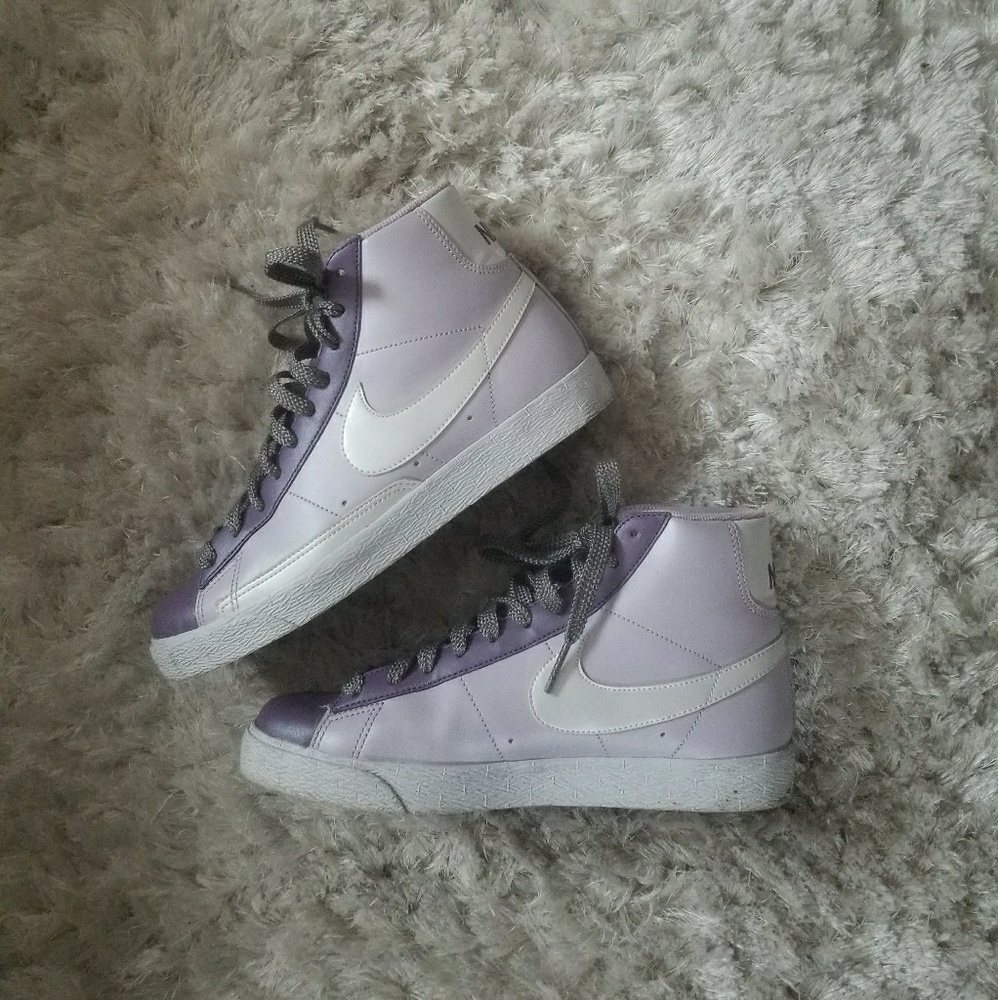 High Top Leather Nikes in Lavender